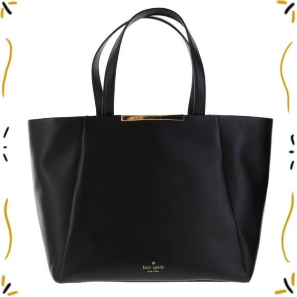 Kate Spade Purse Tote Black Leather Luxury Bag Elegant - Picture 4 of 6